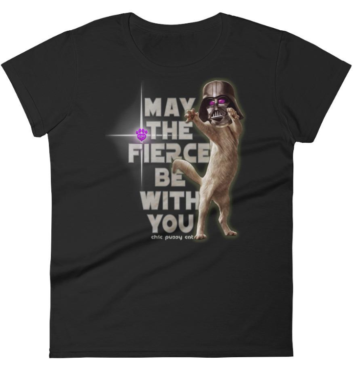 May The Fierce Be With You! Show Your Love of Pussycats & Star Wars in this Pawsome Fashion Fit Ringspun T-Shirt - 100% cotton